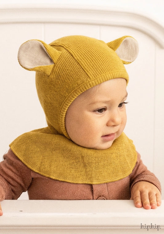Cagulă ManyMonths Unique Teddy din lână merinos - Golden Star