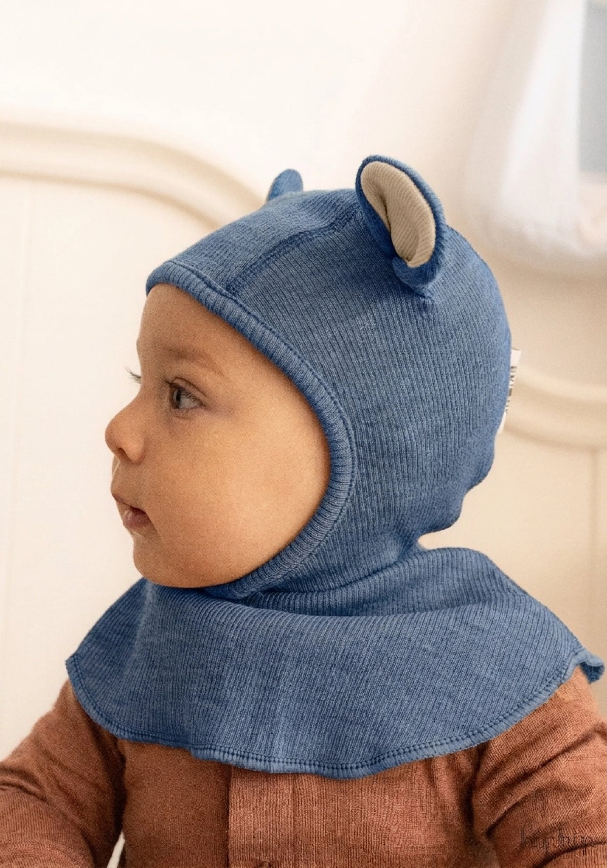 Cagulă ManyMonths Unique Teddy din lână merinos - Moondust Blue