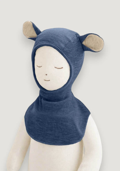 Cagulă ManyMonths Unique Teddy din lână merinos - Moondust Blue