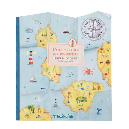 Carte de colorat cu abțibilduri Exploratori, Moulin Roty
