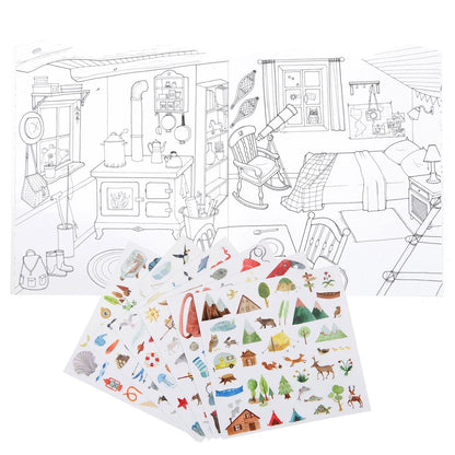 Carte de colorat cu abțibilduri Exploratori, Moulin Roty
