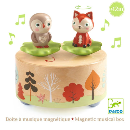 Cutie muzicală magnetică cu bufniță și vulpe, Djeco