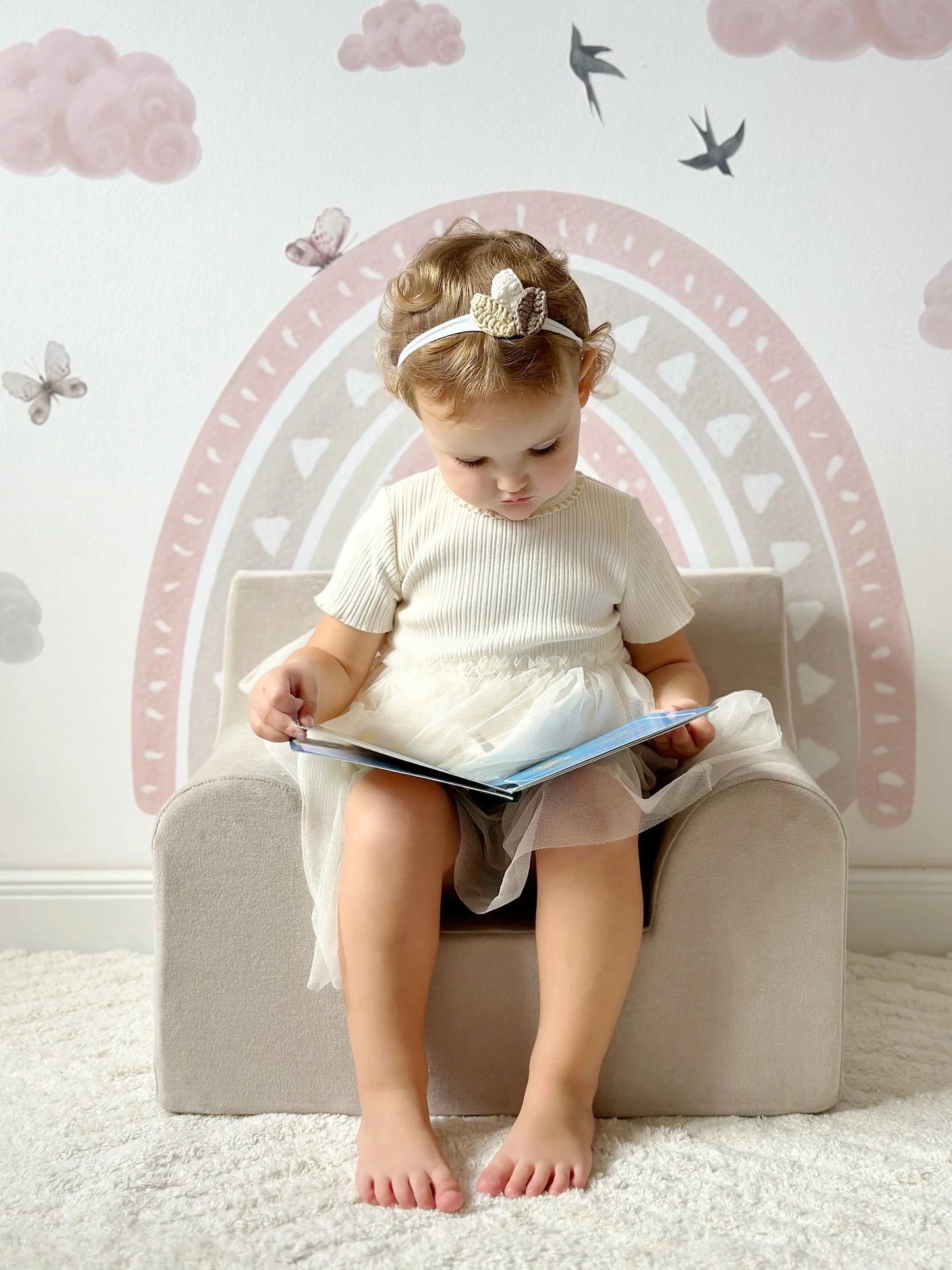 Fotoliu pentru copii Mentă, din catifea - Twindeco