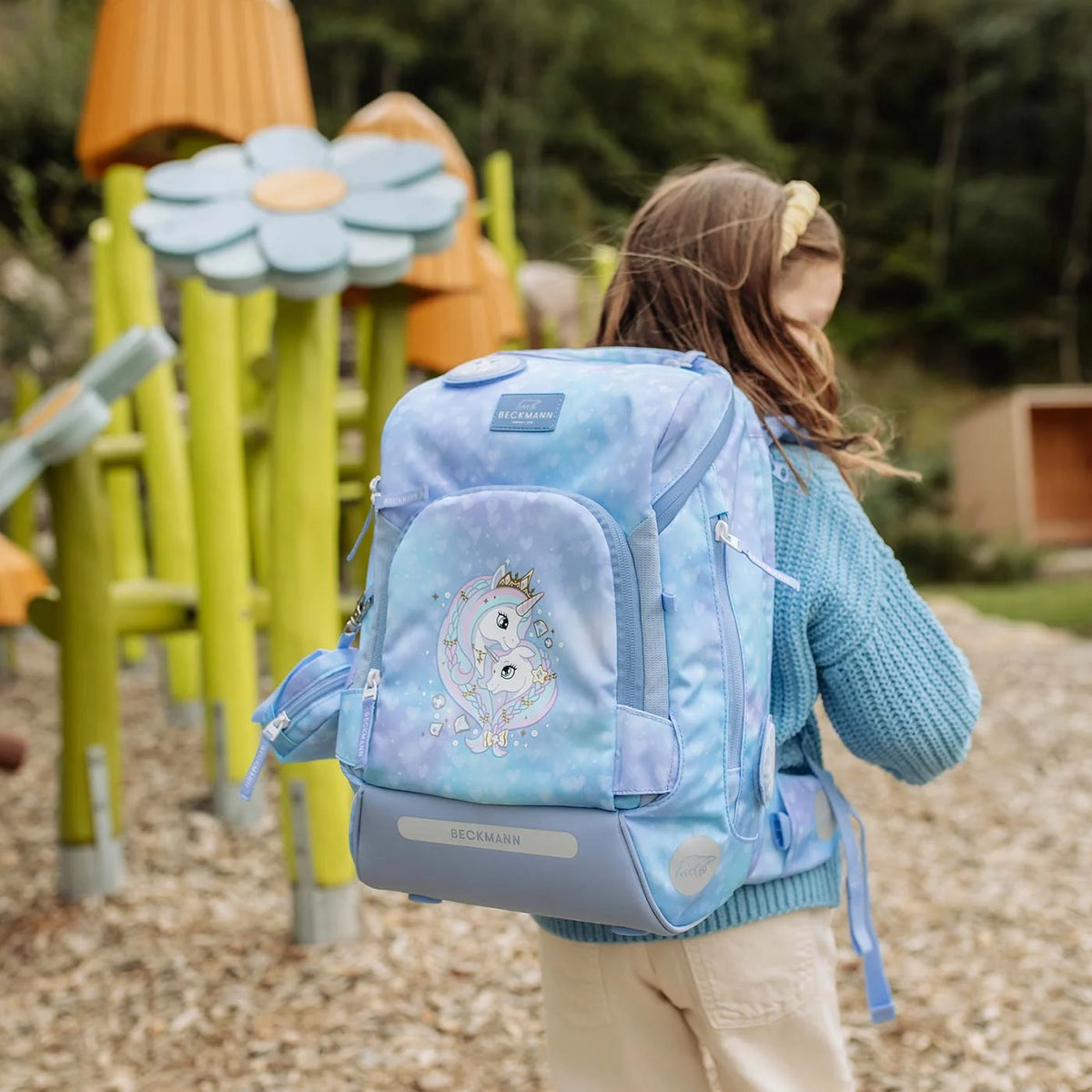 Ghiozdan, rucsac ergonomic cu pernǎ de aer Beckmann, Active Air FLX, Unicorn Princess Ice Blue