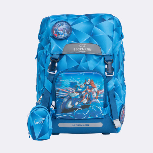 Ghiozdan ergonomic Beckmann pentru școală, Clasic, Blue Lightning