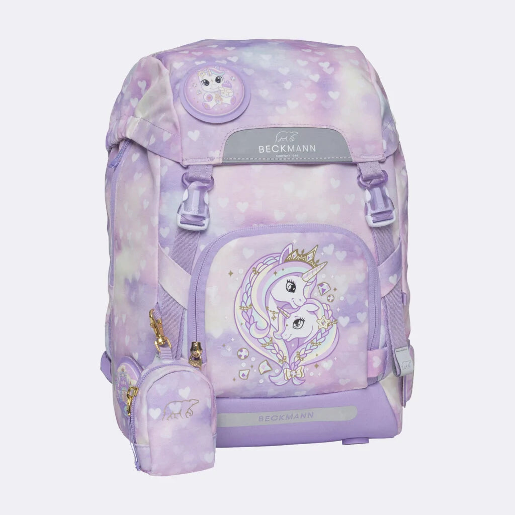 Ghiozdan ergonomic Beckmann pentru școală, Clasic, Unicorn Princess Purple