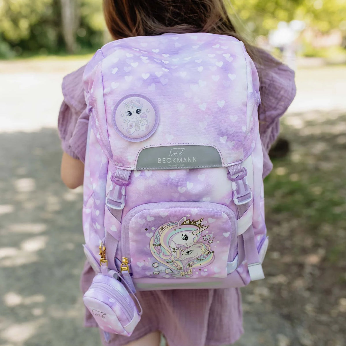 Ghiozdan ergonomic Beckmann pentru școală, Clasic, Unicorn Princess Purple