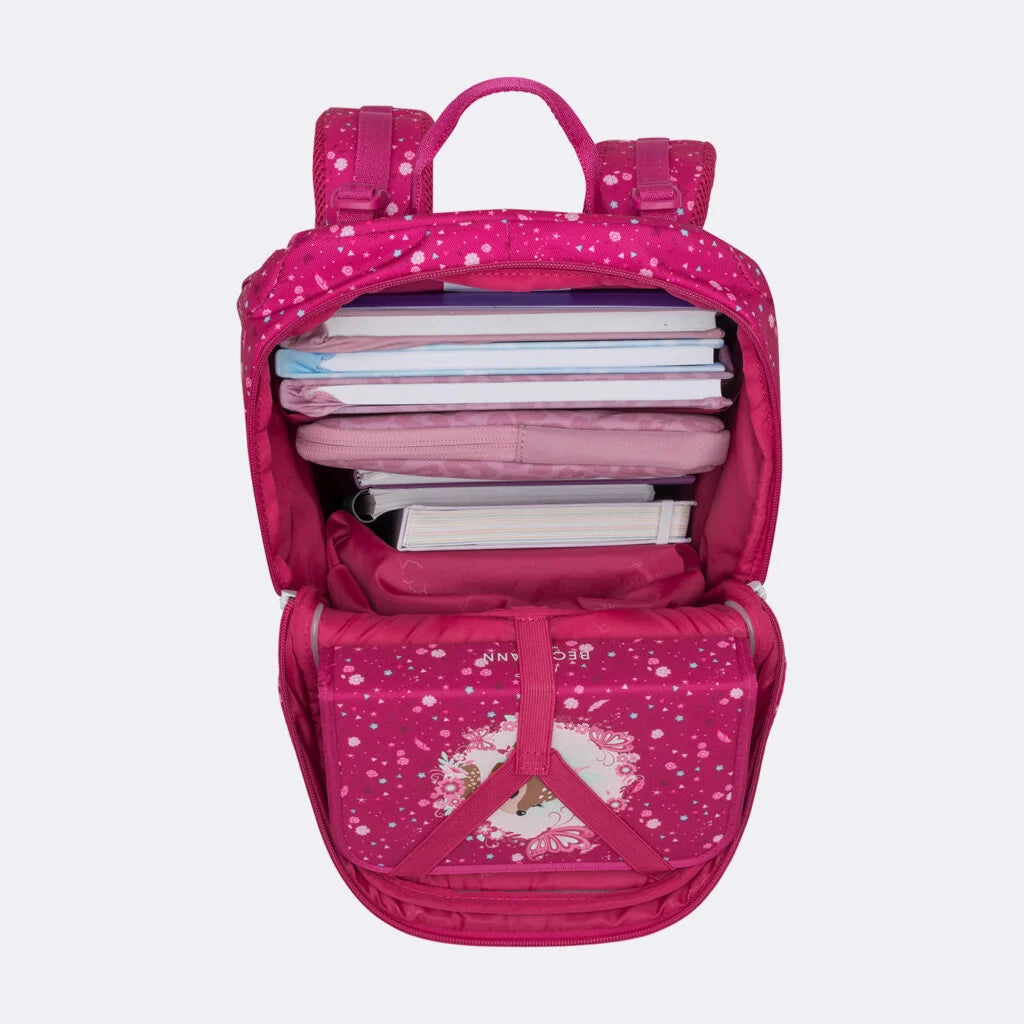 Ghiozdan, rucsac ergonomic cu pernǎ de aer Beckmann, Active Air FLX, Forest Deer Red