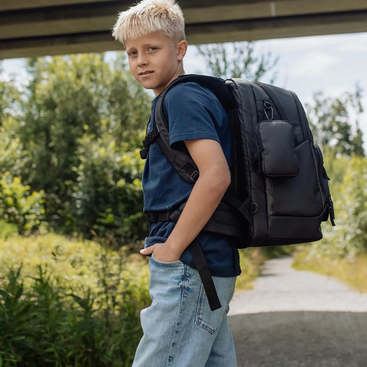 Ghiozdan, rucsac ergonomic Beckmann, Sport Air, Black coated