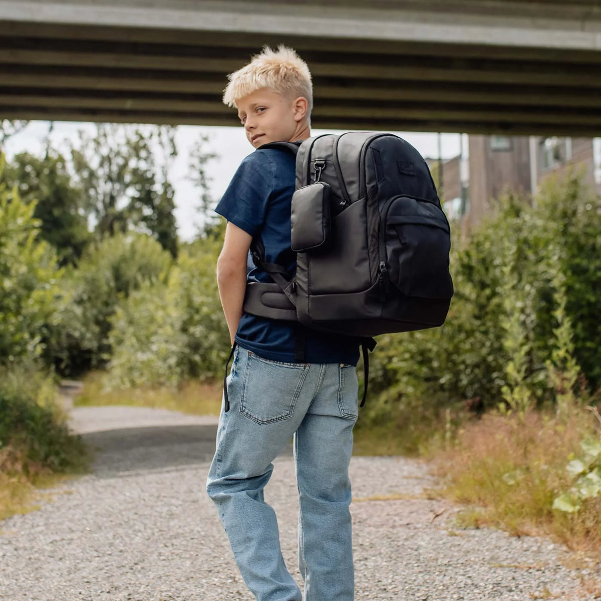 Ghiozdan, rucsac ergonomic Beckmann, Sport Air, Black coated