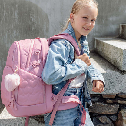 Ghiozdan, rucsac ergonomic Beckmann, Sport Air, Padded hearts rose