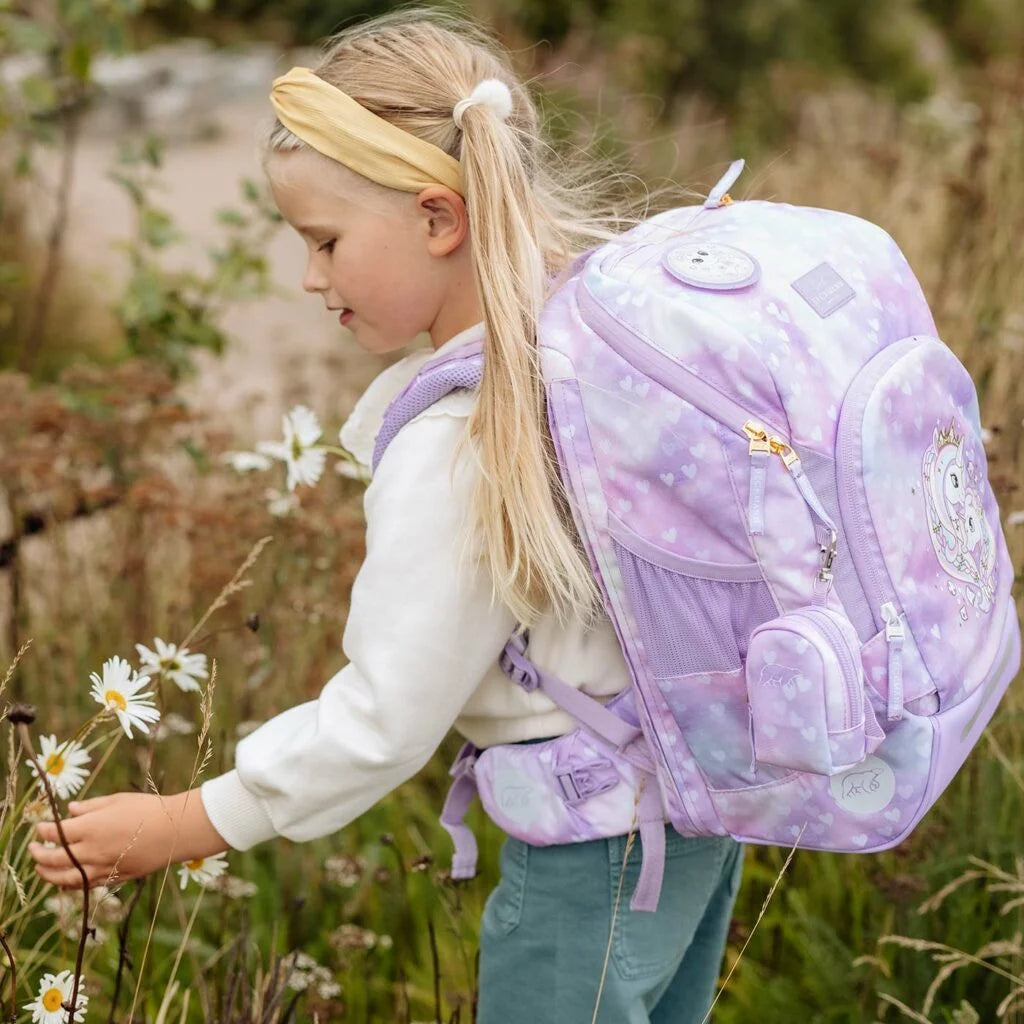 Ghiozdan, rucsac ergonomic cu pernǎ de aer Beckmann, Active Air FLX, Unicorn Princess Purple