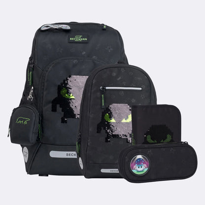 Ghiozdan, rucsac ergonomic cu pernǎ de aer Beckmann, set Active Air FLX 6 piese, Pixel