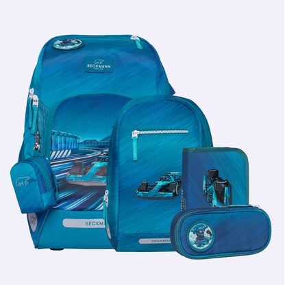 Ghiozdan, rucsac ergonomic cu pernǎ de aer Beckmann, set Active Air FLX 6 piese, Racing