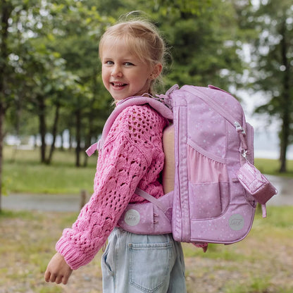 Ghiozdan, rucsac ergonomic cu pernǎ de aer Beckmann, set Active Air FLX 6 piese, Rosie