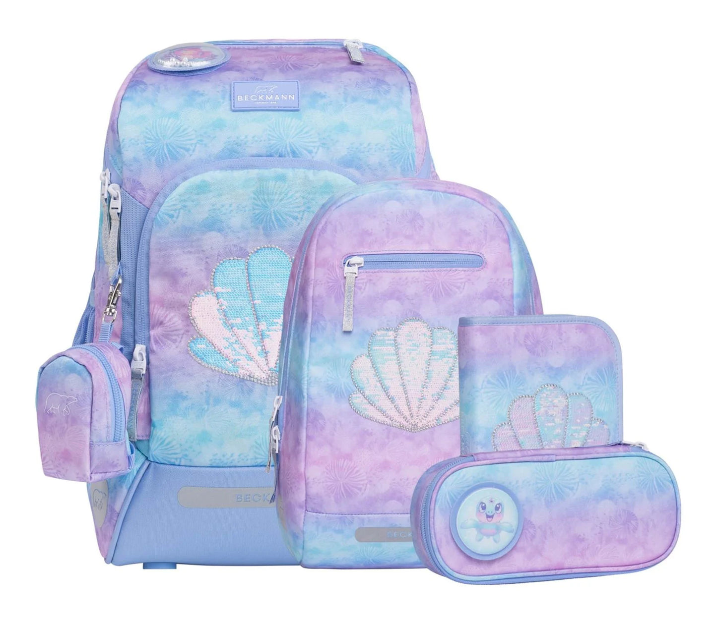 Ghiozdan, rucsac ergonomic cu pernǎ de aer Beckmann, set Active Air FLX 6 piese, Seashell