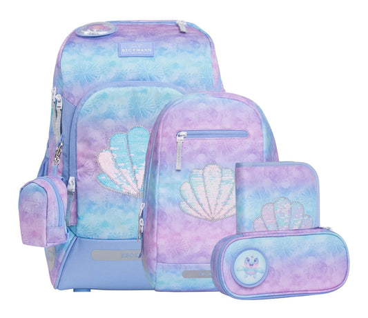 Ghiozdan, rucsac ergonomic cu pernǎ de aer Beckmann, set Active Air FLX 6 piese, Seashell