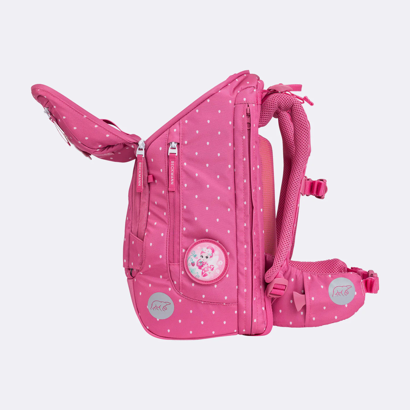 Ghiozdan, rucsac ergonomic cu pernǎ de aer Beckmann, set Active Air FLX 6 piese, Strawberry