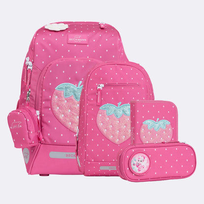 Ghiozdan, rucsac ergonomic cu pernǎ de aer Beckmann, set Active Air FLX 6 piese, Strawberry