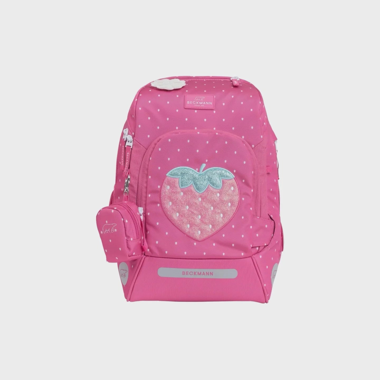Ghiozdan, rucsac ergonomic cu pernǎ de aer Beckmann, set Active Air FLX 6 piese, Strawberry