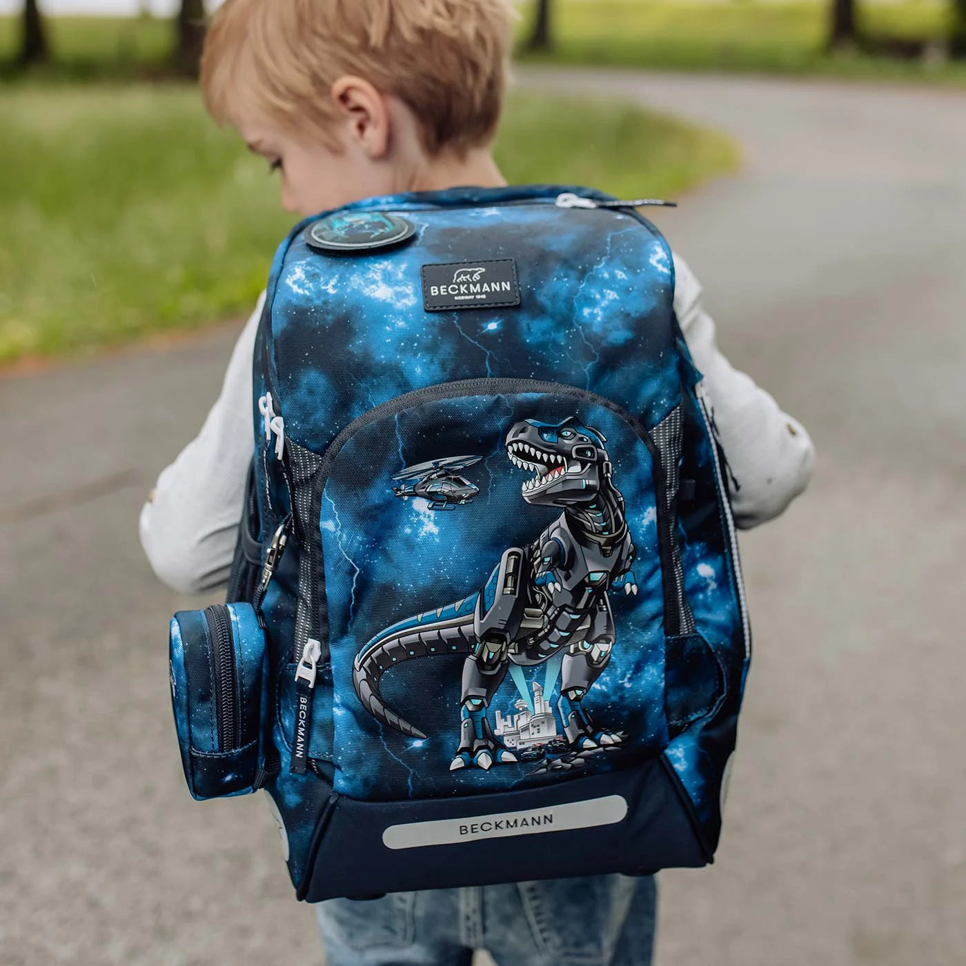 Ghiozdan, rucsac ergonomic cu pernǎ de aer Beckmann, set Active Air FLX 6 piese, Tech Rex