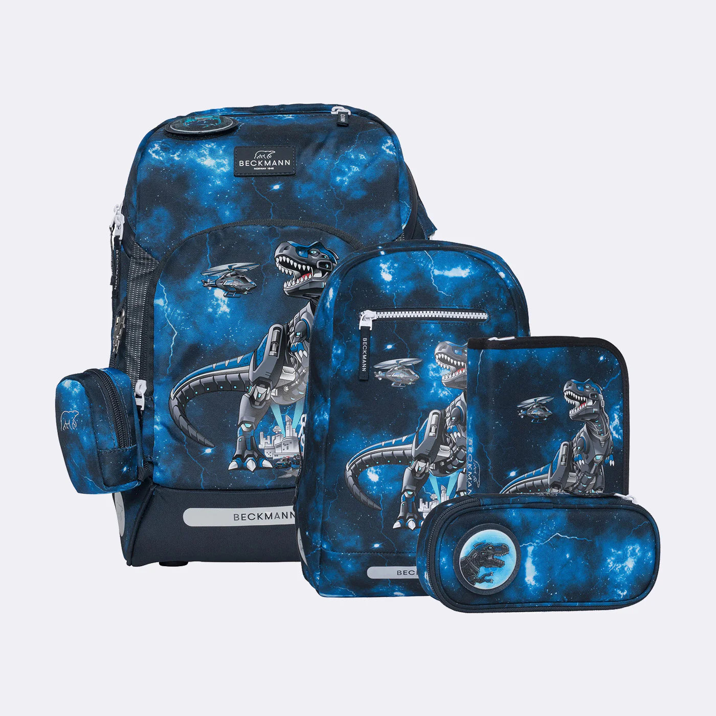Ghiozdan, rucsac ergonomic cu pernǎ de aer Beckmann, set Active Air FLX 6 piese, Tech Rex