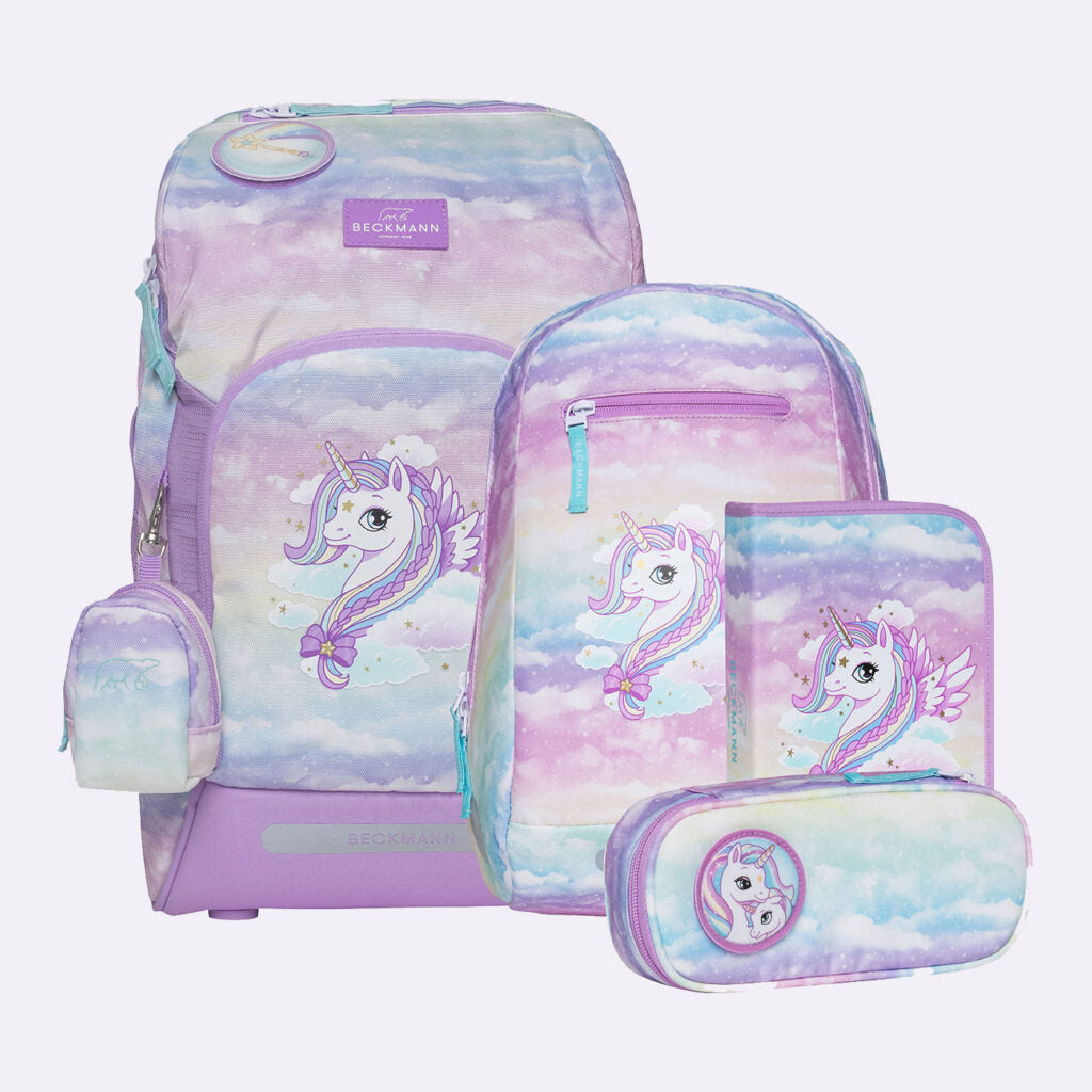 Ghiozdan, rucsac ergonomic cu perna de aer Beckmann, SET ACTIVE AIR FLX 6 PIESE, UNICORN