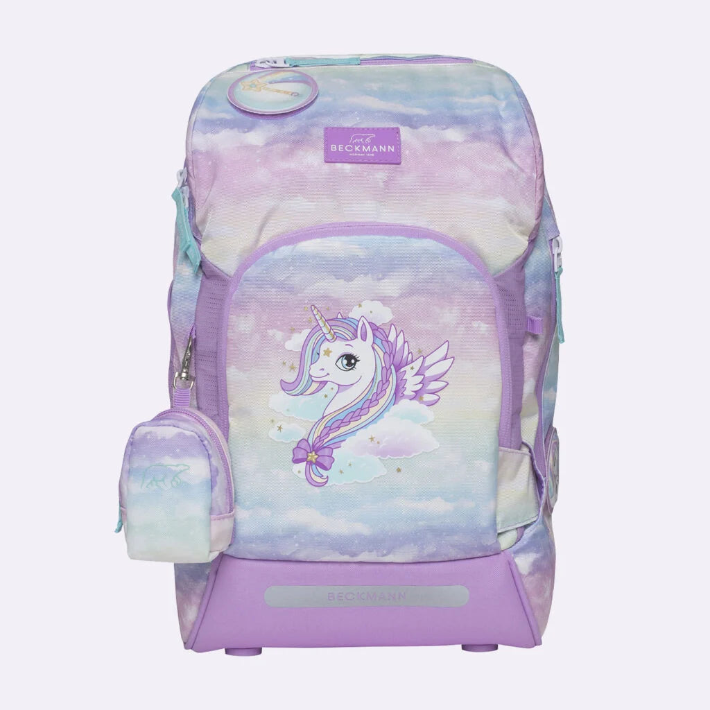 Ghiozdan, rucsac ergonomic cu pernǎ de aer Beckmann, set Active Air FLX 6 piese, Unicorn