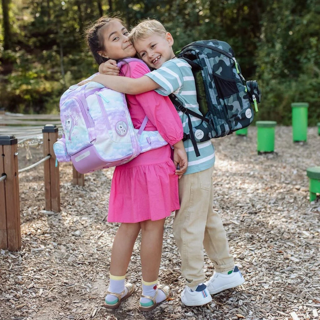 Ghiozdan, rucsac ergonomic cu pernǎ de aer Beckmann, set Active Air FLX 6 piese, Unicorn
