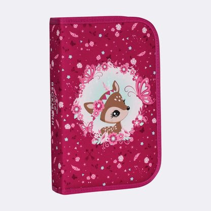 Ghiozdan, rucsac ergonomic Beckmann, set clasic 6 piese, Forest Deer Red