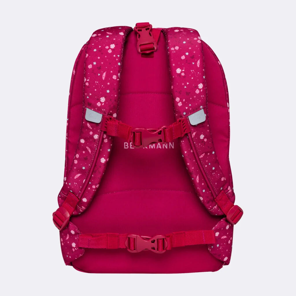 Ghiozdan, rucsac ergonomic Beckmann, set clasic 6 piese, Forest Deer Red