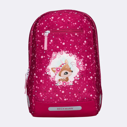 Ghiozdan, rucsac ergonomic Beckmann, set clasic 6 piese, Forest Deer Red