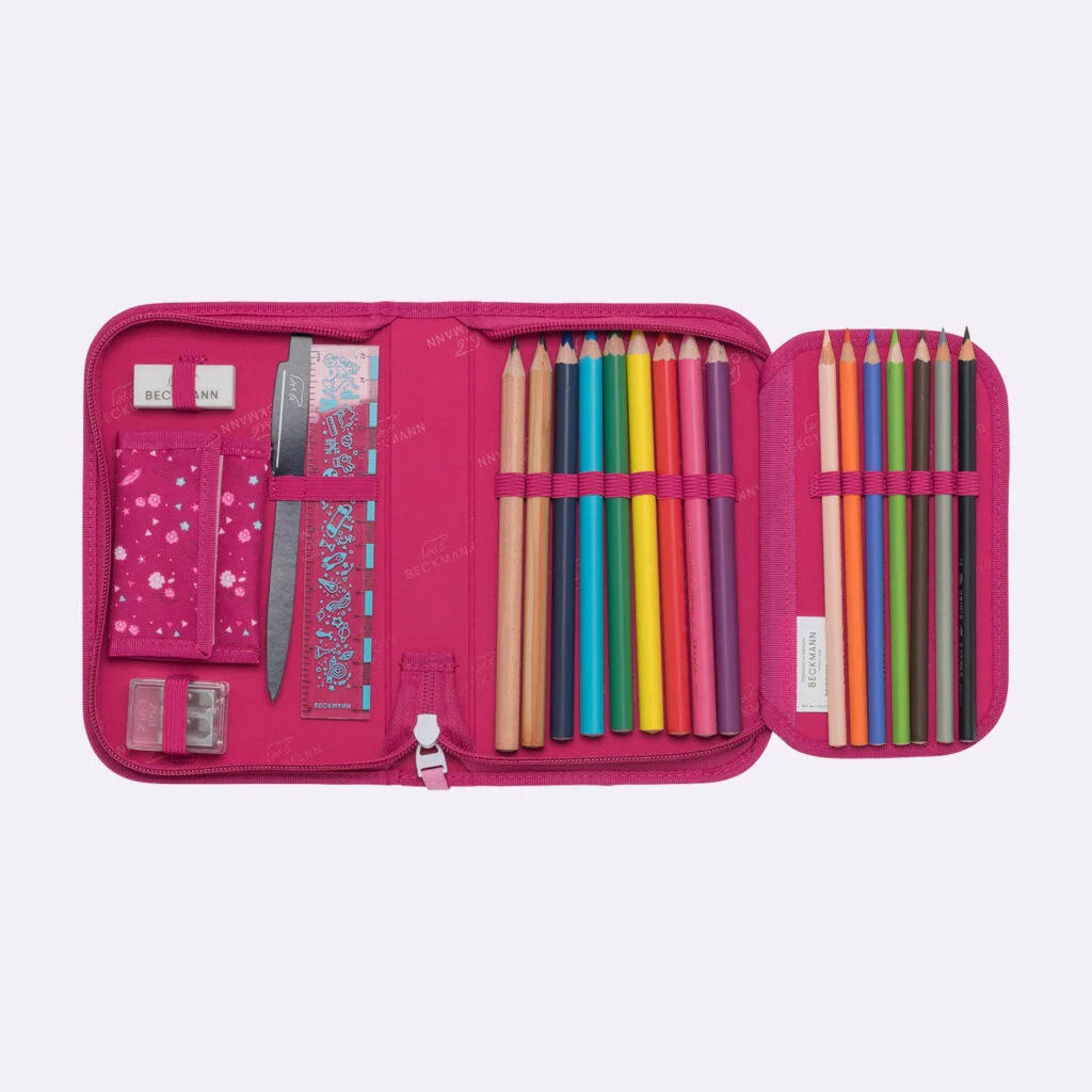Ghiozdan, rucsac ergonomic Beckmann, set clasic 6 piese, Forest Deer Red
