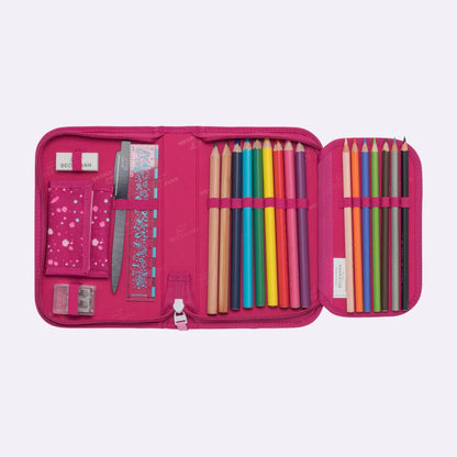 Ghiozdan, rucsac ergonomic Beckmann, set clasic 6 piese, Forest Deer Red