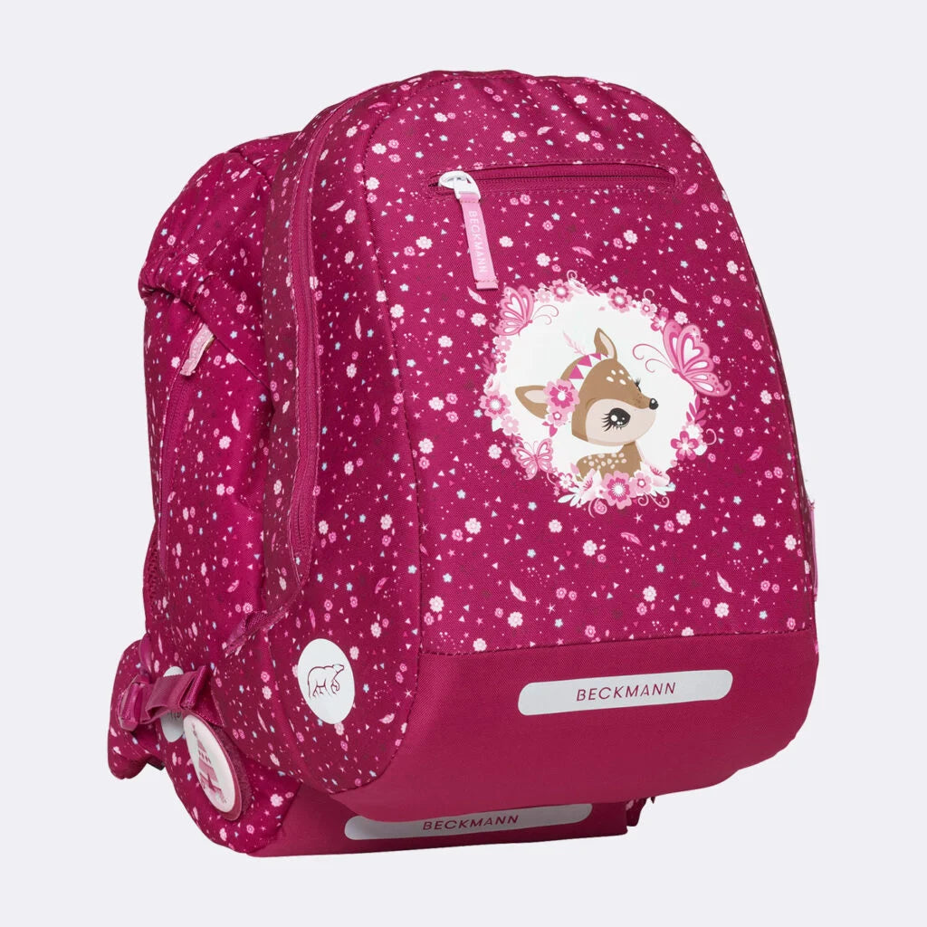 Ghiozdan, rucsac ergonomic Beckmann, set clasic 6 piese, Forest Deer Red