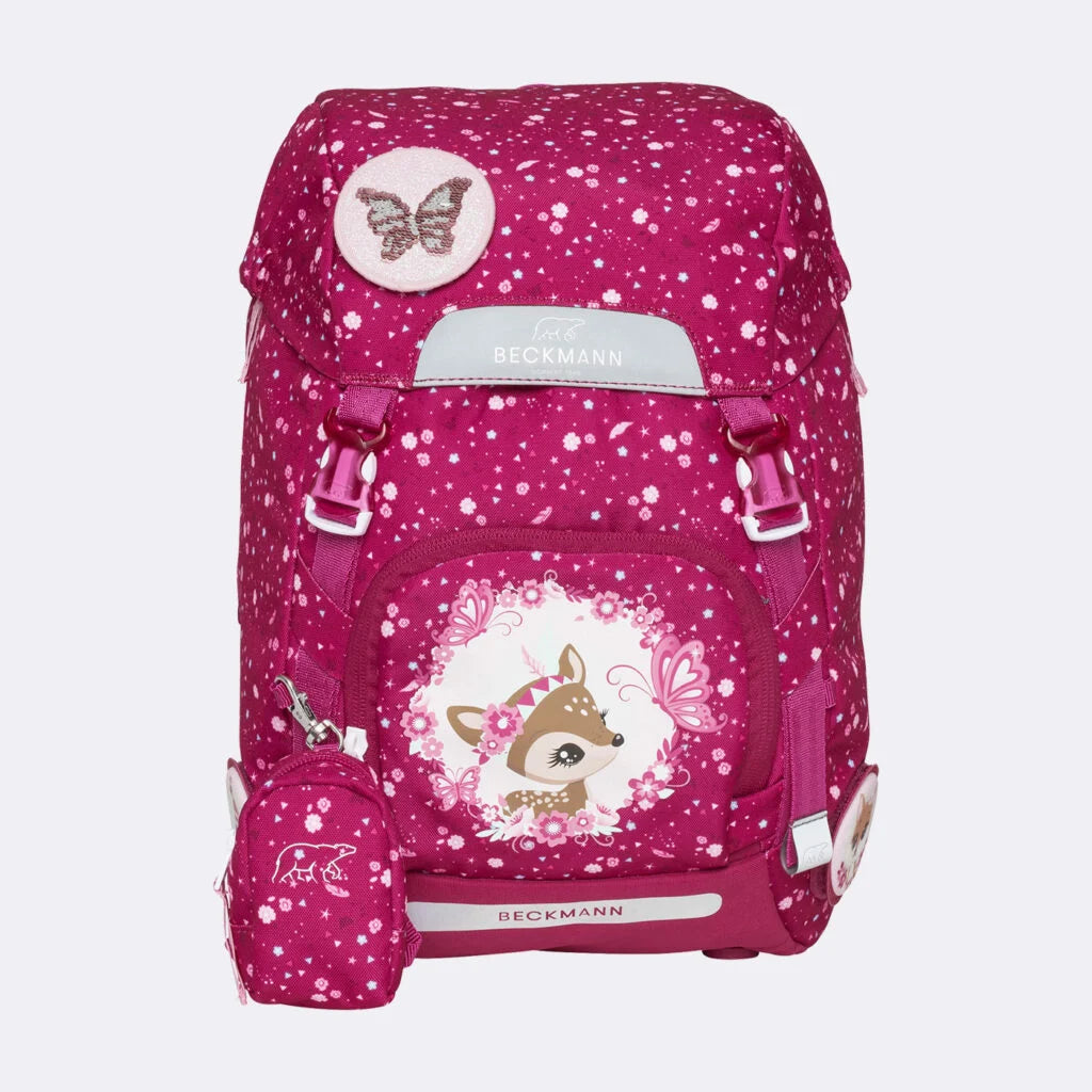 Ghiozdan, rucsac ergonomic Beckmann, set clasic 6 piese, Forest Deer Red
