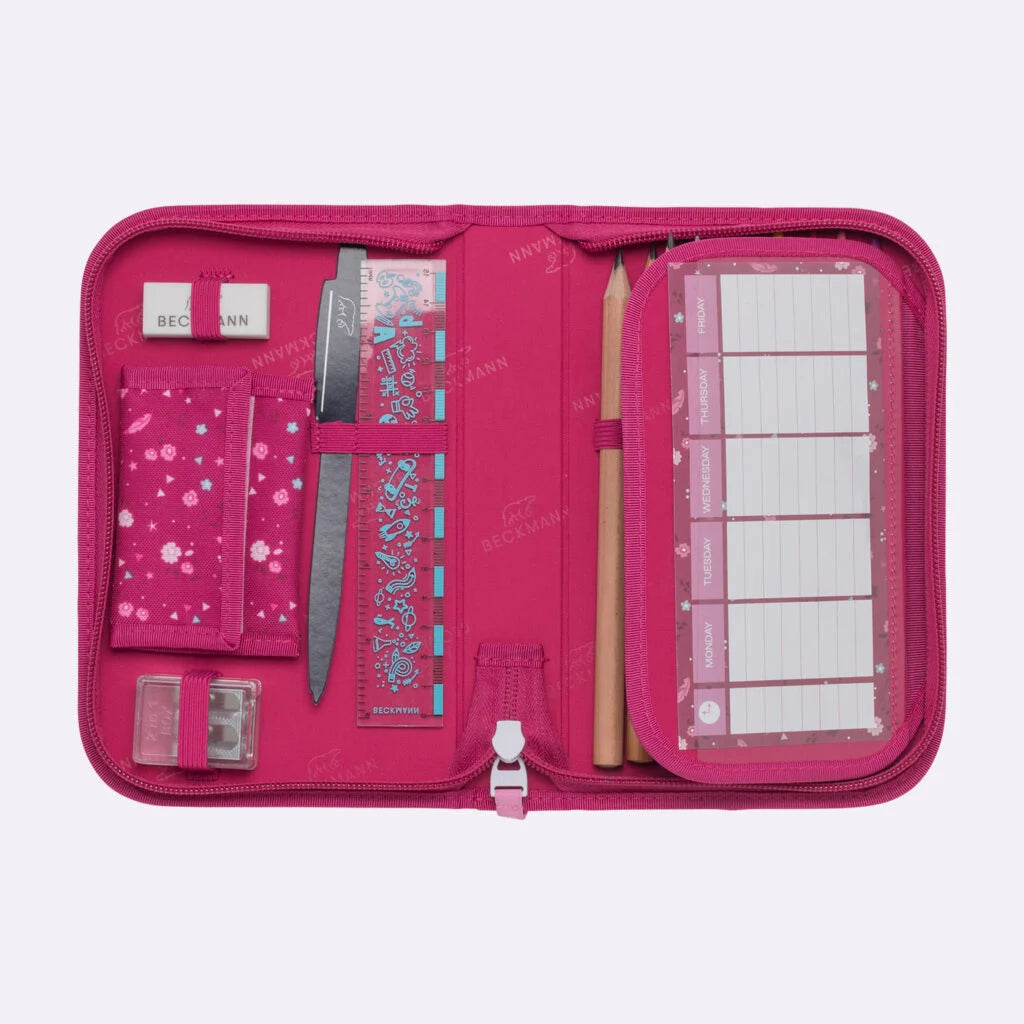 Ghiozdan, rucsac ergonomic Beckmann, set clasic 6 piese, Forest Deer Red