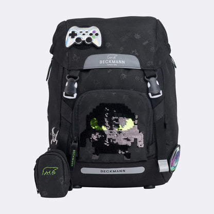 Ghiozdan, rucsac ergonomic Beckmann, set clasic 6 piese, Pixel