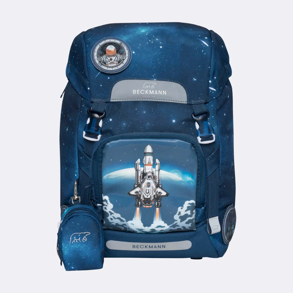 Ghiozdan, rucsac ergonomic cu pernǎ de aer Beckmann, set Active Air FLX 6 piese, Space Mission