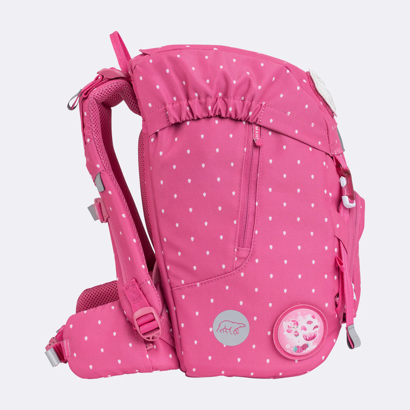 Ghiozdan, rucsac ergonomic Beckmann, set clasic 6 piese, Strawberry