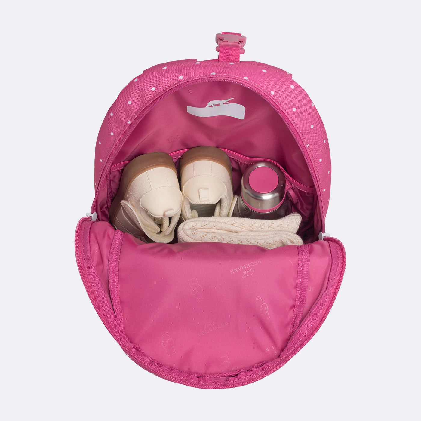Ghiozdan, rucsac ergonomic Beckmann, set clasic 6 piese, Strawberry