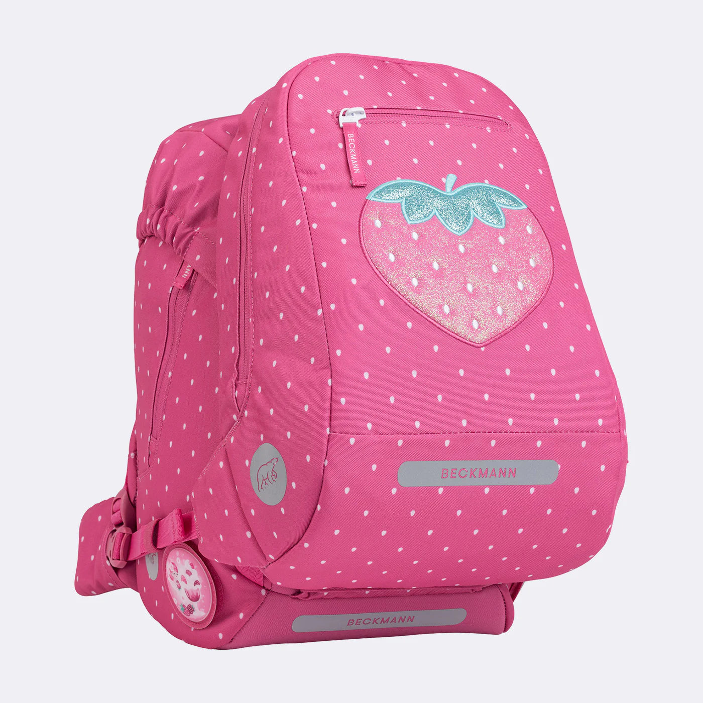 Ghiozdan, rucsac ergonomic Beckmann, set clasic 6 piese, Strawberry