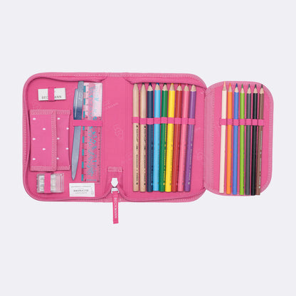 Ghiozdan, rucsac ergonomic Beckmann, set clasic 6 piese, Strawberry