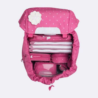 Ghiozdan, rucsac ergonomic Beckmann, set clasic 6 piese, Strawberry