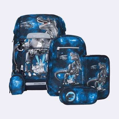 Ghiozdan, rucsac ergonomic Beckmann, set clasic 6 piese, Tech Rex