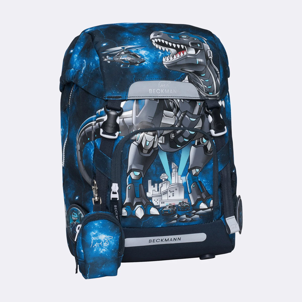 Ghiozdan, rucsac ergonomic Beckmann, set clasic 6 piese, Tech Rex