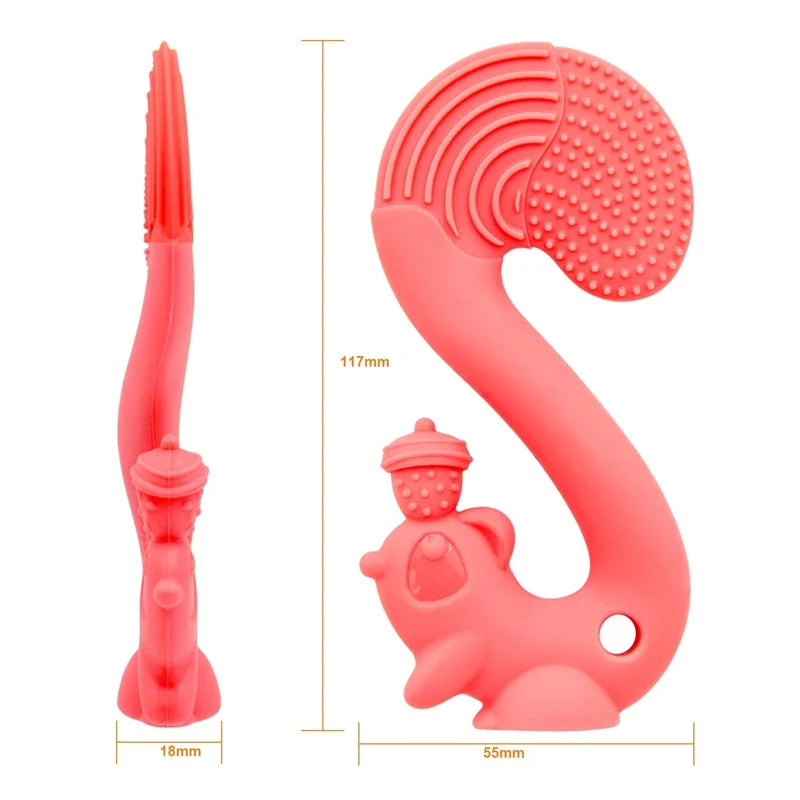 Inel gingival din silicon - Mombella - Veveriță Roz