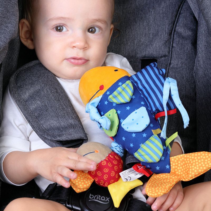 Jucărie senzorială din pluș cu activități și vibrații – Pește, PlayQ Sigikid