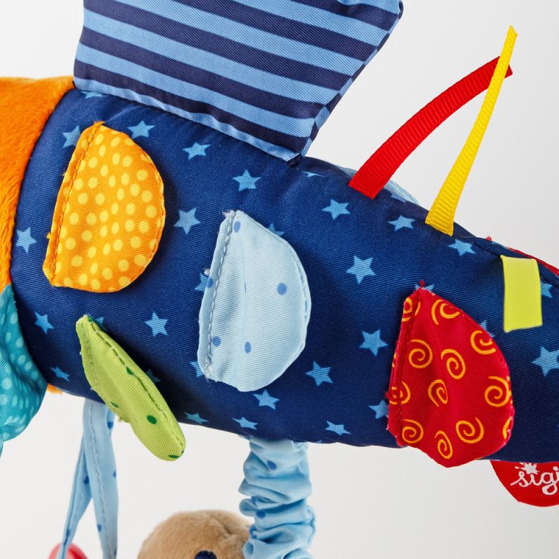 Jucărie senzorială din pluș cu activități și vibrații – Pește, PlayQ Sigikid