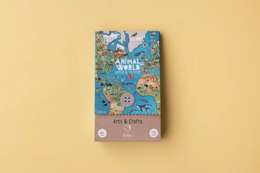 Poster cu stickere Lumea animalelor, Londji – hartă interactivă educativă cu 165 stickere